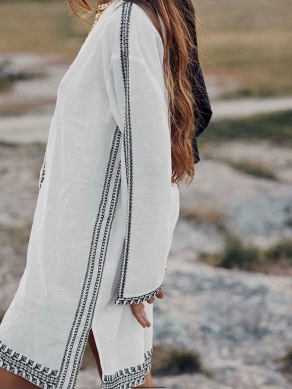 Zara White Embroidered Tunic Dress